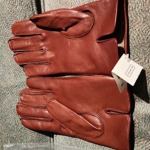 Mens coach cashmere lined leather gloves